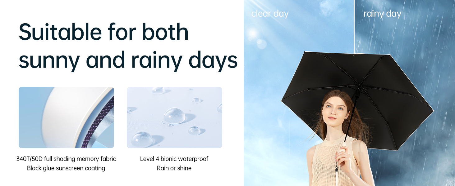 JISULIFE 2 IN 1 Umbrella with Fan, UPF 50+ Travel Umbrella