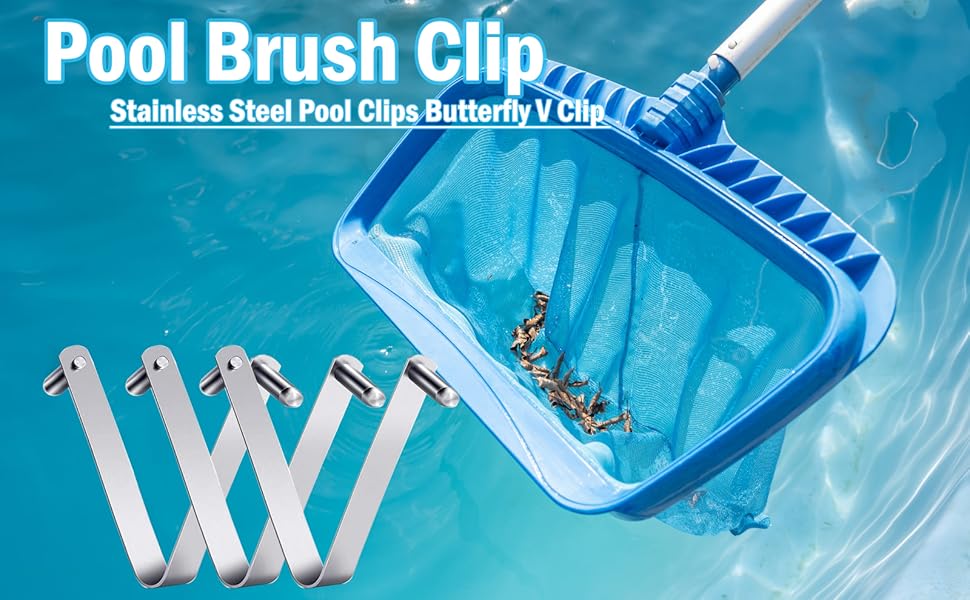 Zzxker Pool Pole Clips,Stainless Steel Universal VClip for All Swimming Pool and