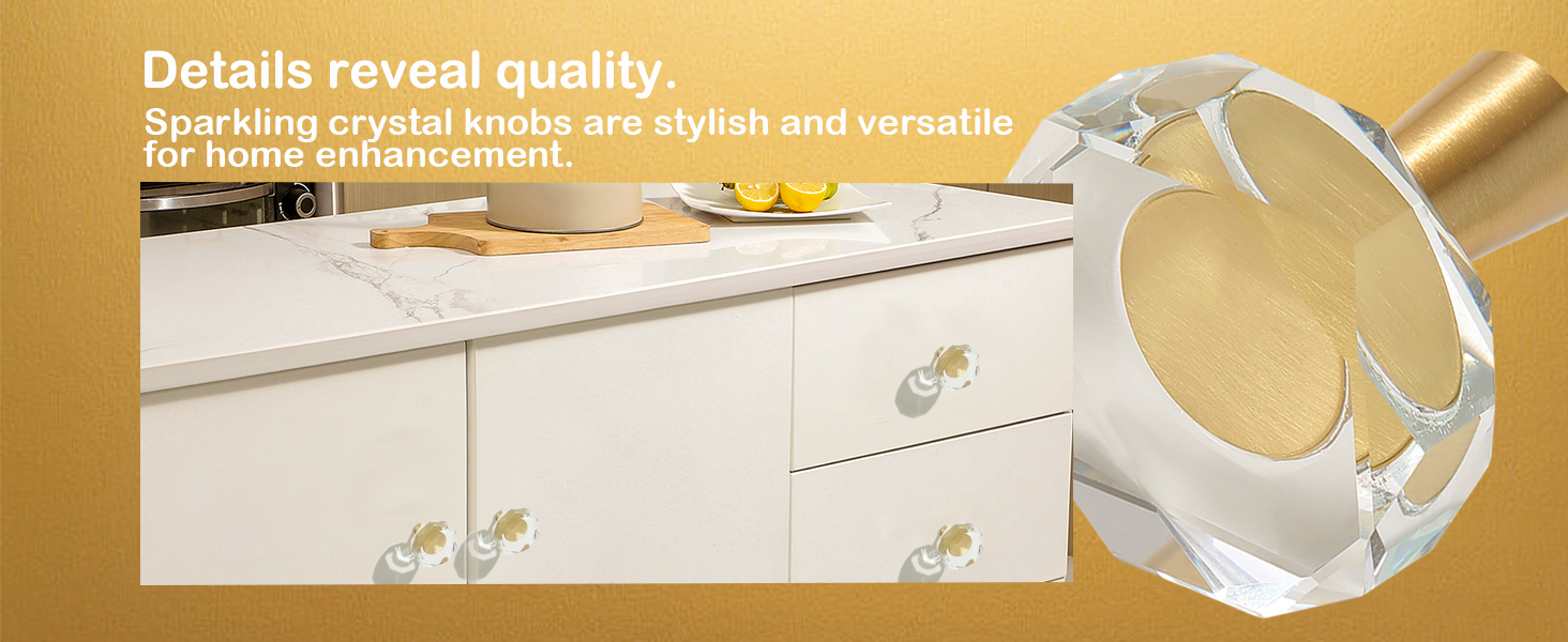 Glass Drawer Knobs 8 Pack Gold Crystal Brushed Pulls