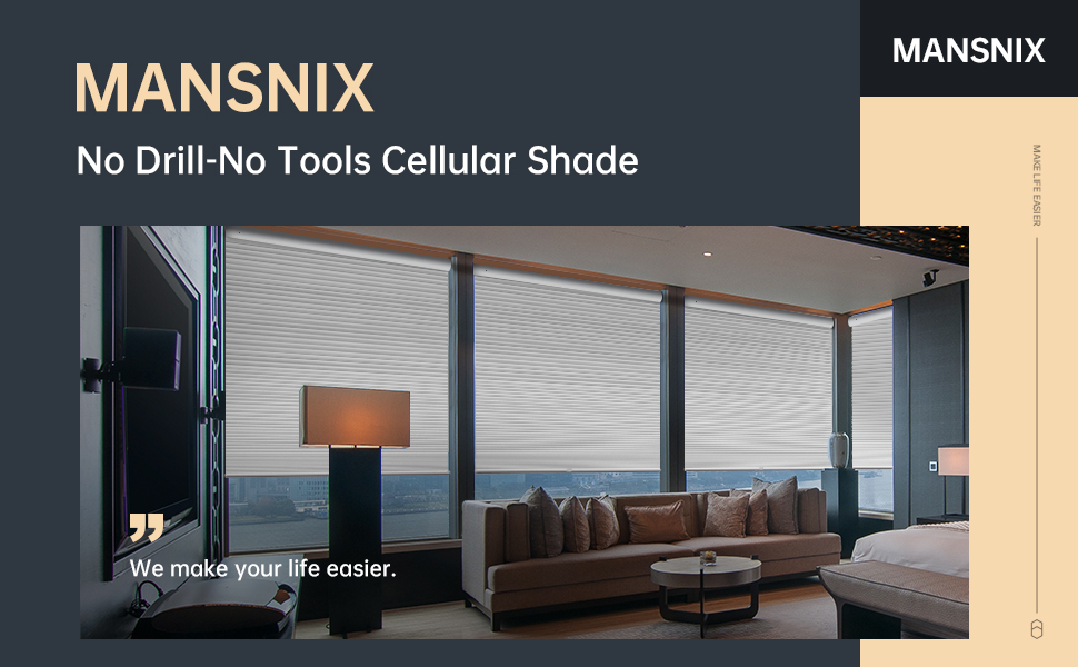 No Drill Cellular Shades Cordless Fast Fix Blinds for