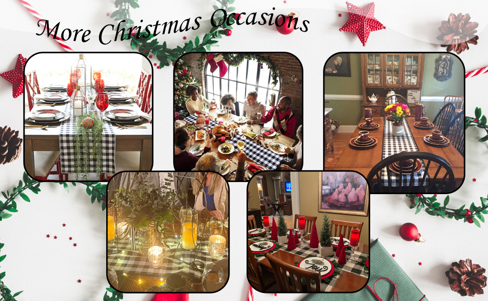 6 Pack Buffalo Check Table Runners 14x72inch Black and