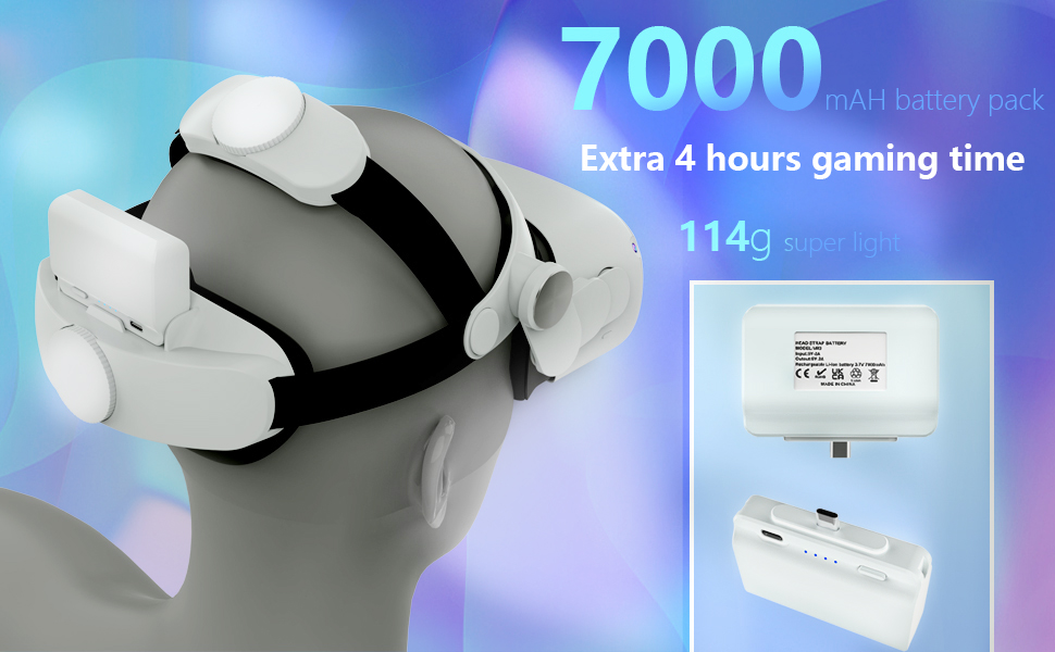 AIOBUVR 7000mAh Battery Pack Head Strap Accessories Compatible with