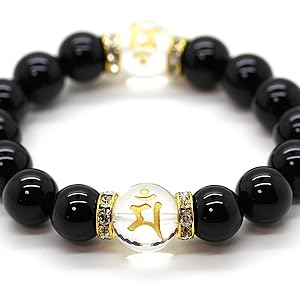 お守り✴︎大粒水晶♡ガーネット♡オニキス♡デザインブレスレット 楽天市場】梵字 十二支 守護 ブレスレット 水晶 タイガーアイ