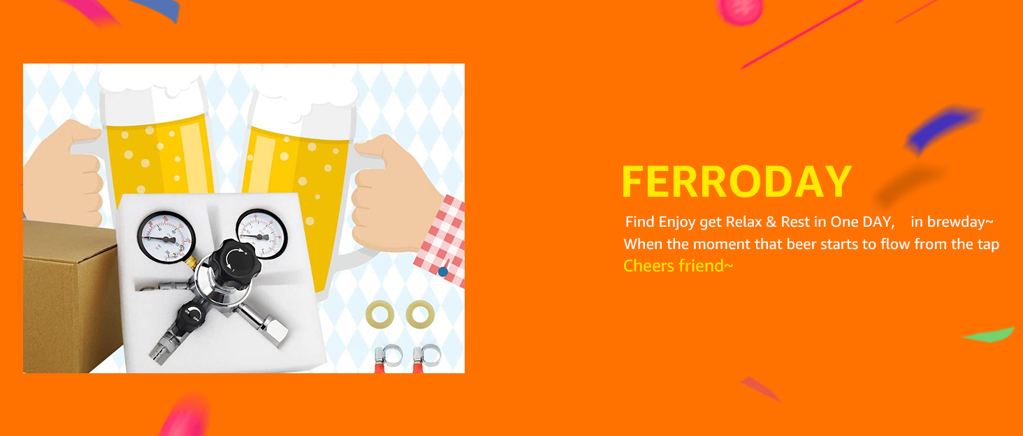 FERRODAY Dual Gauge CO2 Regulator Beer Kegerator CO2