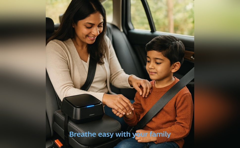 compact black car air purifier