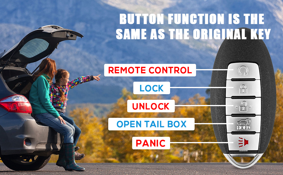 VOFONO 5 Buttons SUV Car Key Fob Keyless Entry Remote