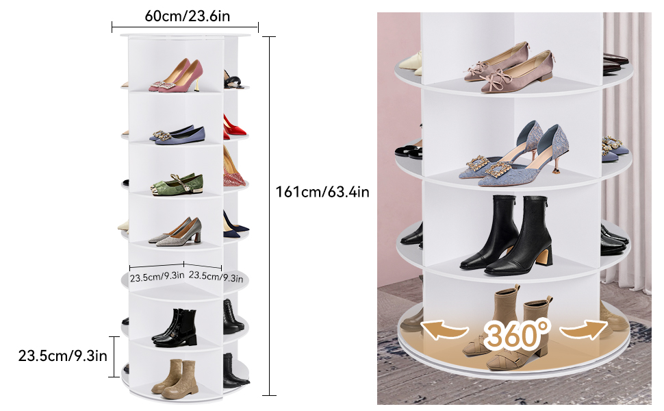 7 Tier Rotating Shoe Rack Tower