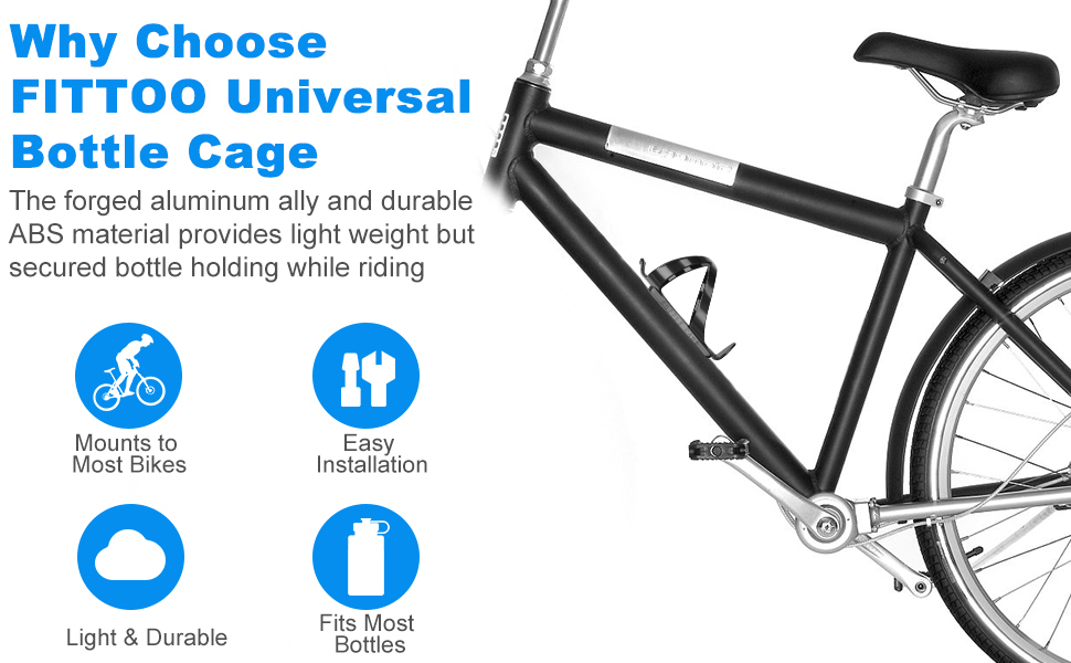 FITTOO Bicycle Water Bottle Cage, Lightweight and Strong Plastic Bike