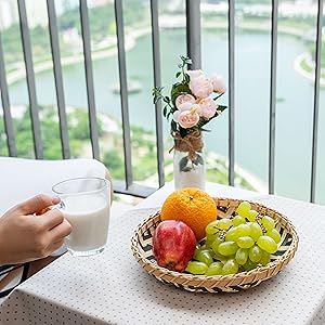 Decorative Wall Baskets Shallow Bamboo Tray Woven Art Decor Natural Handmade Fruit Basket