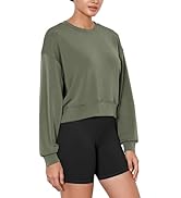 ODODOS Modal Soft Long Sleeve Cropped Sweatshirts for Women Oversized Crew Neck Pullover Crop Top