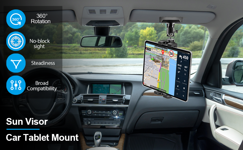 woleyi Sun Visor Car Tablet Holder, Visor Clip Tablet Mount