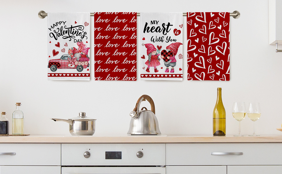 Hexagram Valentines Day Kitchen TowelsValentines Kitchen