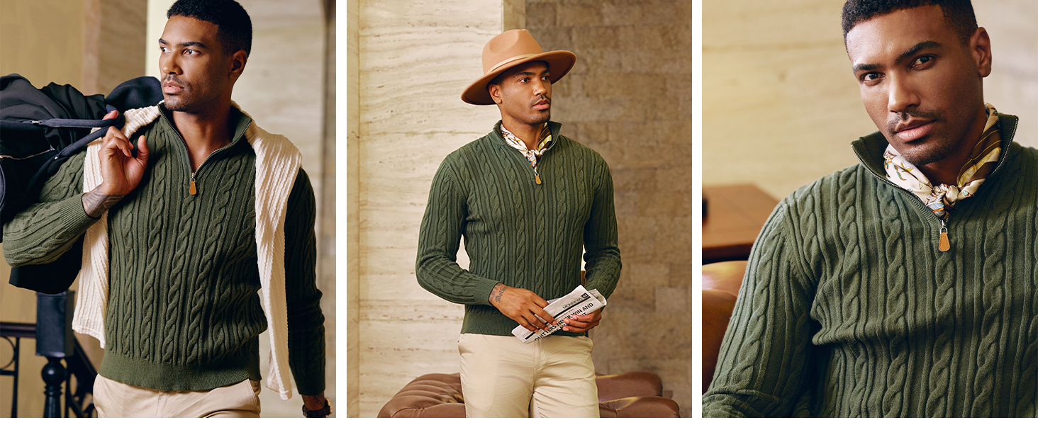 Sweater Cable Knit Casual Stand Collar Texture Knitted Sweaters