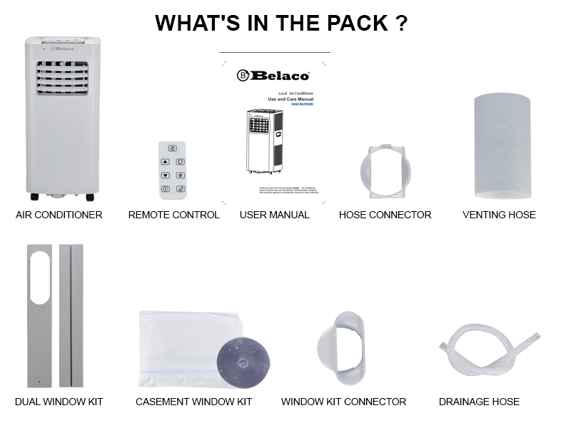 Belaco Air Conditioning Unit, Portable Air Conditioner 9000BTU 4in1