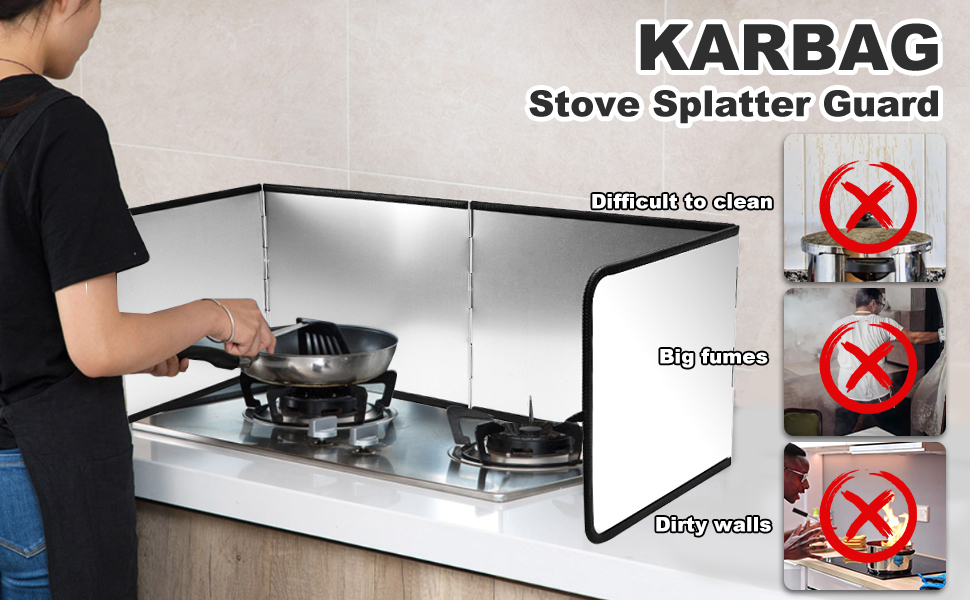 Stove Splatter Guard For Cooking Kitchen, Portable Folding Cooker Side Fat Oil Splash Guard, Splash Back Splatter Screen For Frying Pan Wall Hob(29 * 40 4slices