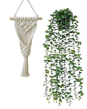 MEIVINES Macrame Wall Hanging Green Leaf Tassel Wall Tapestry Boho Wall Decor Boho Macrame Leaf Wall Decoration Handmade Woven Wall Hanging For Bedroom Living Room Decoration