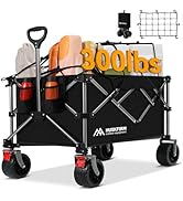 Huskfirm 280L Collapsible Wagon Cart with Big Wheels, Heavy Duty Wagons Carts Foldable All Terrai...