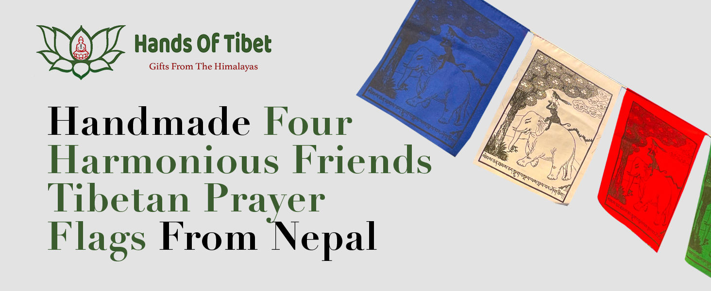 Handmade 4 Peaceful Friends Tibetan Prayer Flags From Nepal