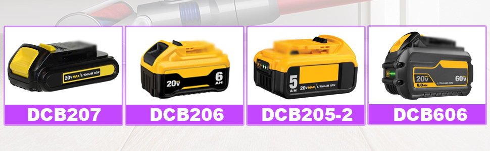 Allows for compatible with DEWALT 20V 60V MAX batteries to replacement for V8 vacuum battery