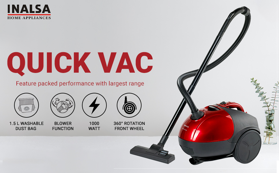 INALSA Vacuum Quickvac1000W with Powerful Blower Function Washable