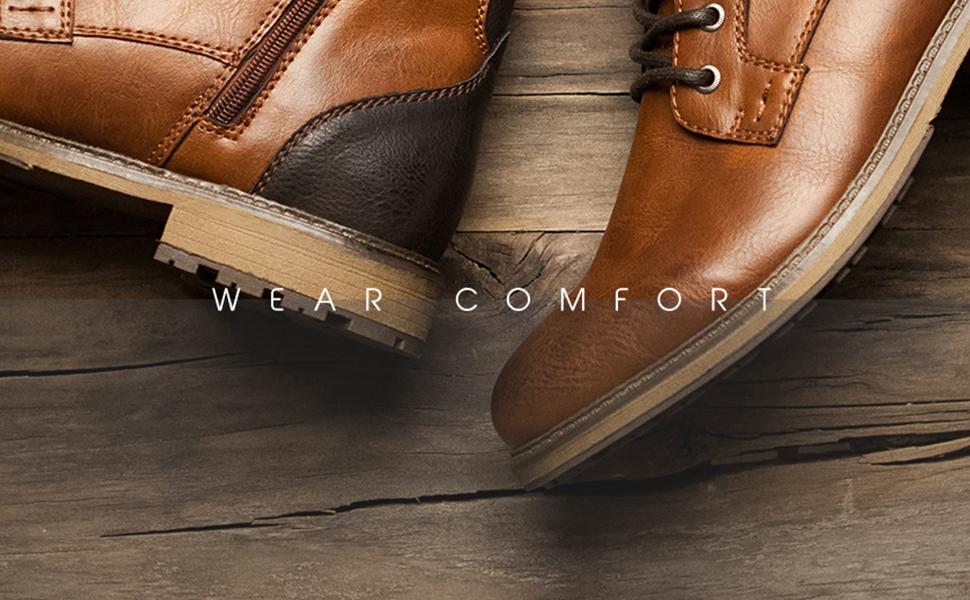AMAPO Men s Oxfords Boots Mens M Mid-Top Casual Motorcycle 