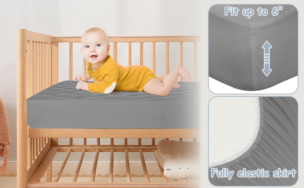 Yoofoss Waterproof Crib Mattress Protector 2 Pack, Quilted