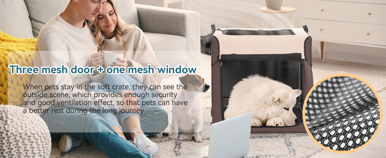 Petsfit Dog Car Crate, Portable Dog Travel Crate for Car,Lightweight