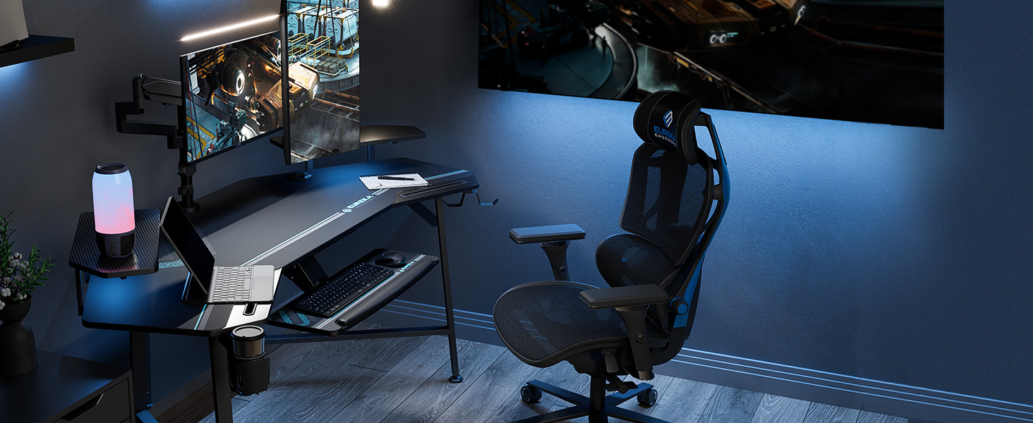 bureau gaming eureka ergonomic led black friday étagère moniteur