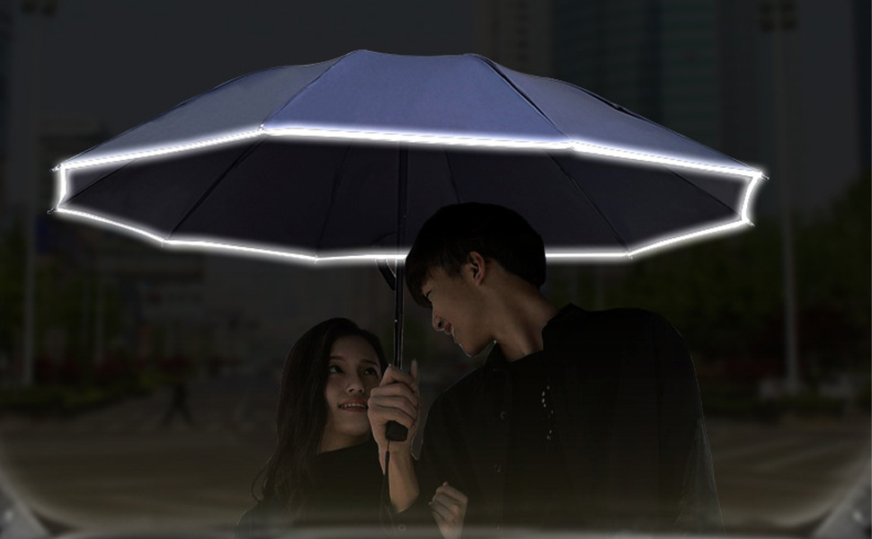 Ombrello pieghevole automatico antivento con led