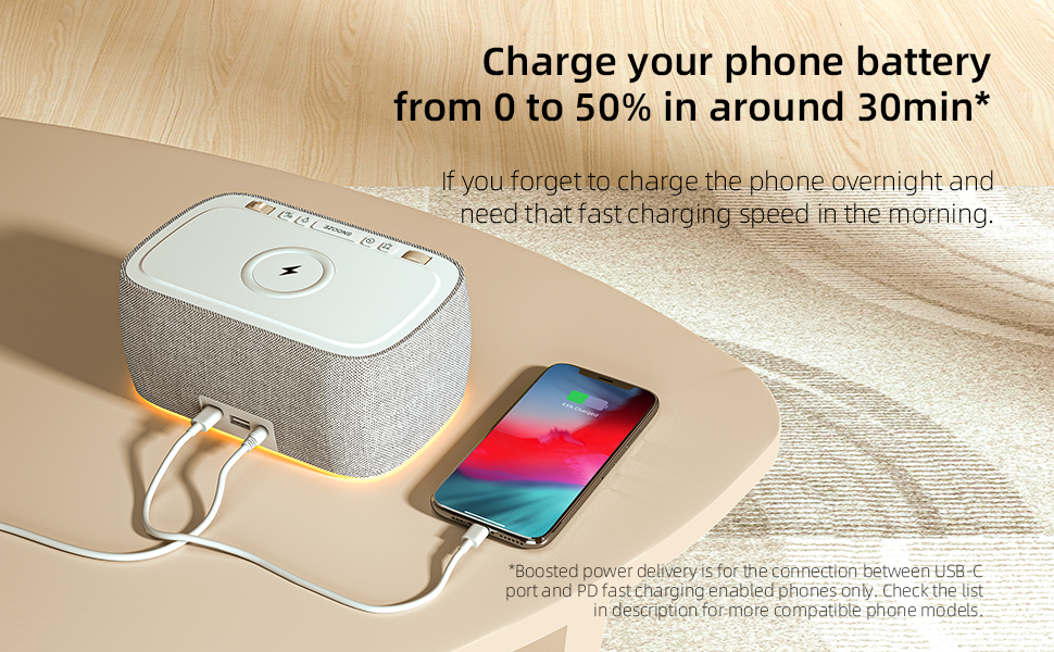 EZVALO Digital Alarm Clock FM Radio with Fast Wireless Charger