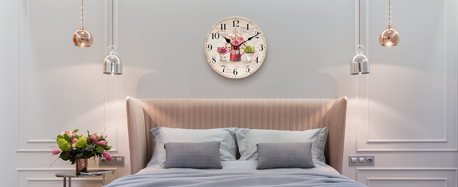 TAHEAT 8 Inch Plants Flowers Wall Clock, Small Vintage