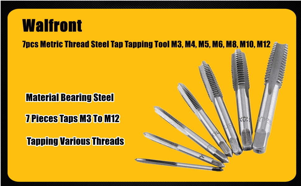 7PCS Metric Thread Steel Tap Tapping Thread Cutting Tool Spiral Screw