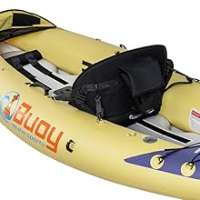 Buoy Watersports Havasu Single Kayak - Close up of the back of seat storage, loops and front storage