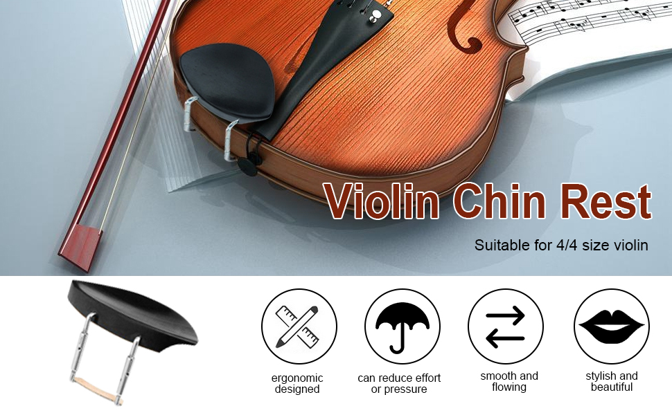 Violin Chin Rest with Metal Bracket and Softwood Strip for 4/4 Size Violin Parts