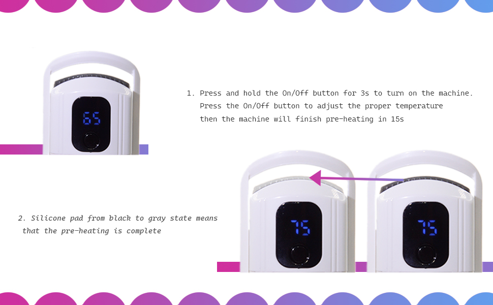 Heated Eyelash Curlers White with displayadjustable temperature