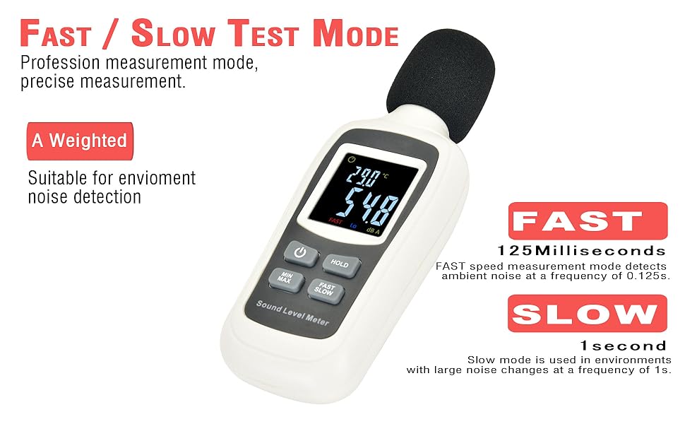 Decibel Meter,Digital Sound Level Meter Portable SPL Meter,35dB to