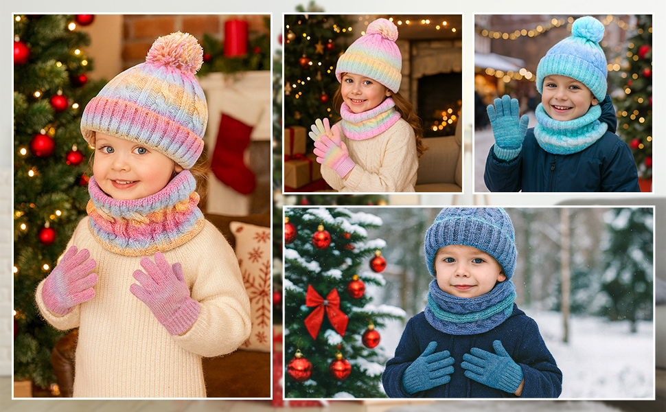 Toddler Beanie Hat Scarf Gloves Set