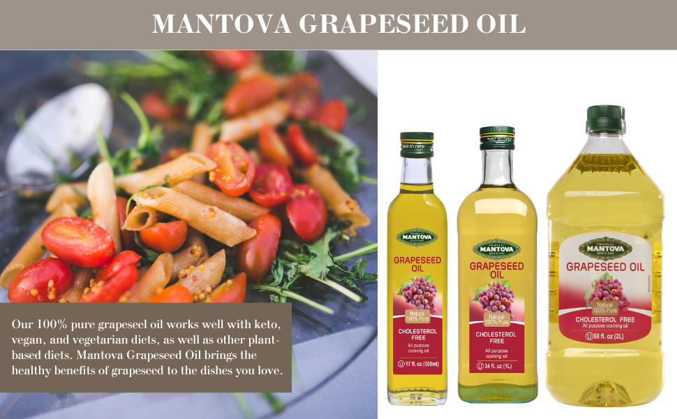 Mantova Grapeseed Oil 34 Oz, high in antioxidants and