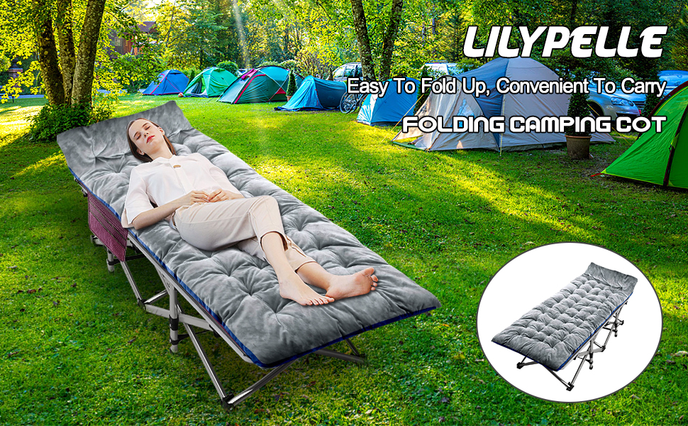 Lilypelle Folding Camping Cot, Heavy Duty Sleeping Cots