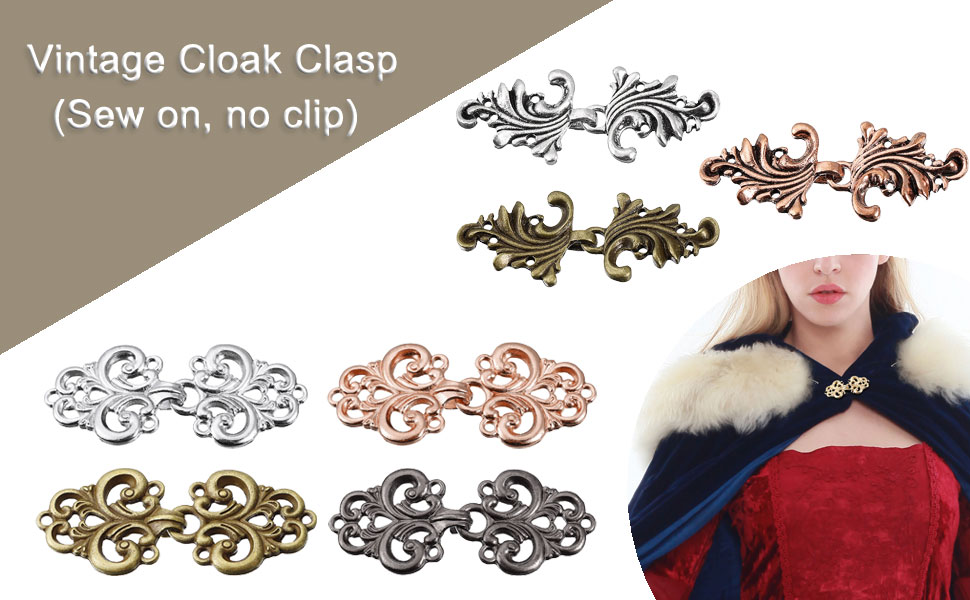 uxcell Cloak Clasp, 2 Pairs Vintage Swirl Flower Cape