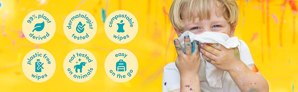 plant derived kids wipes, dermatologist tested, plastic free wipes