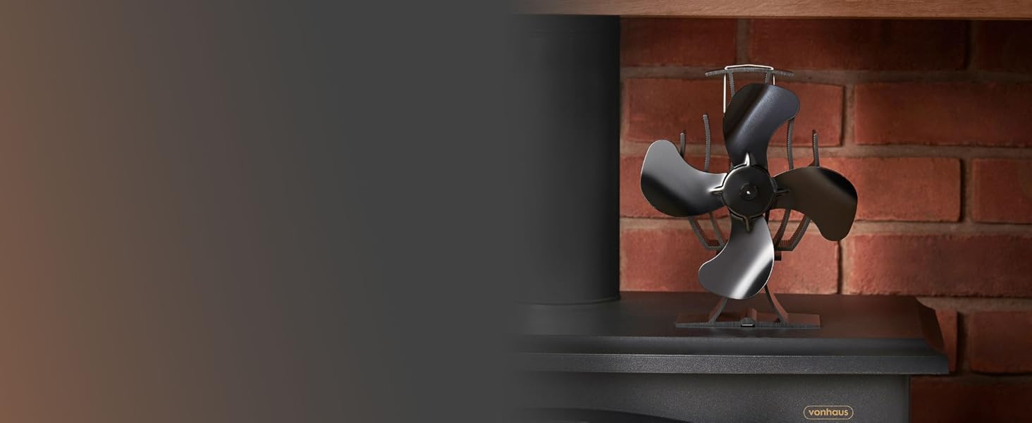 VonHaus Stove Fan Log Burner Fan with 4 Blades, Heat Powered Fan for
