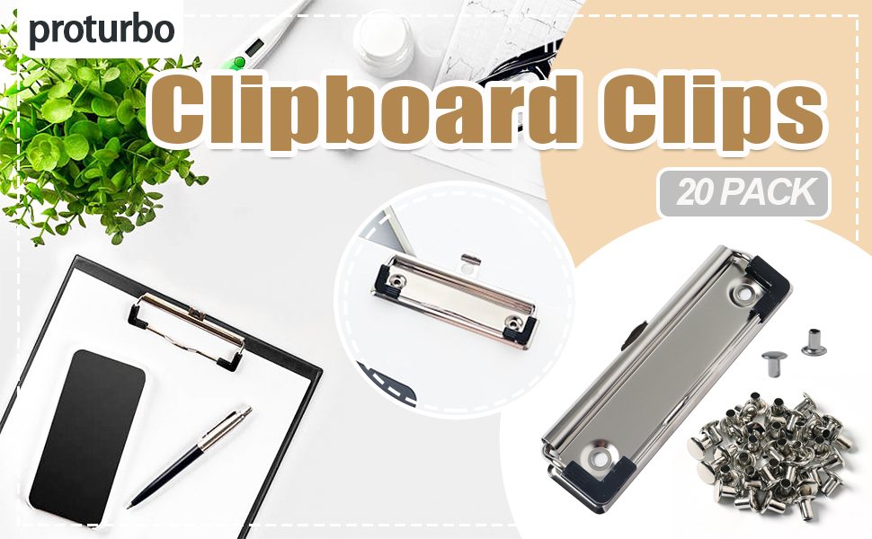 proturbo 20 Pack Clipboard Clips 3.94x1.18 inch clipboard
