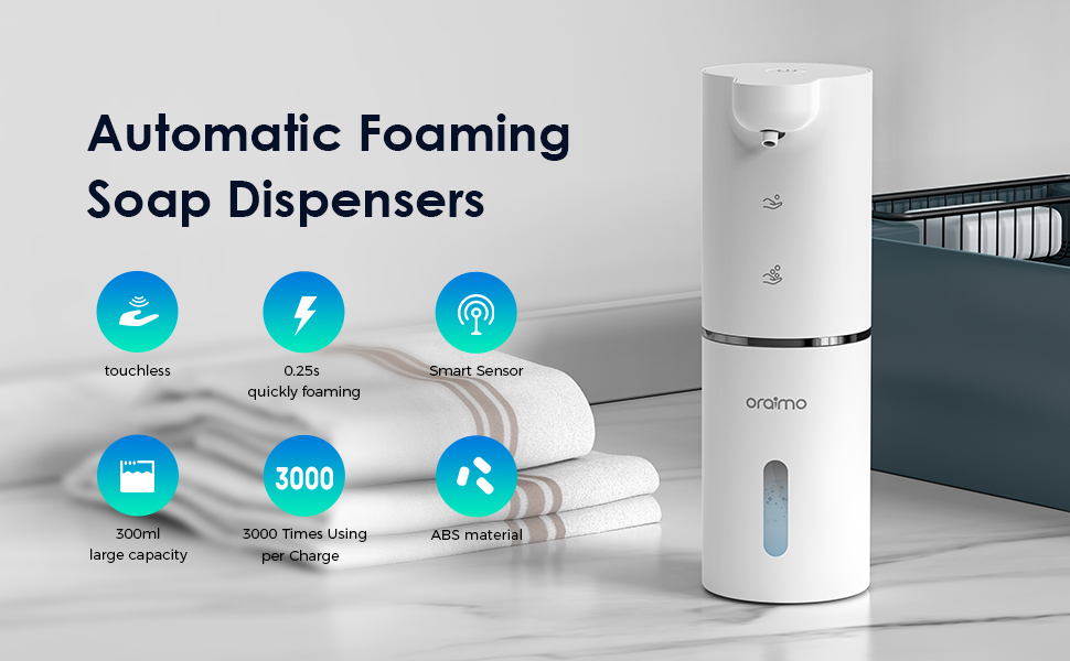 Oraimo SmartHandwasher Automatic Foaming Soap Dispenser, Touchless Hand Soap Dispenser 10.14oz