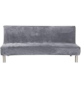 MIFXIN Armless Sofa Bed Cover Stretch Futon Slipcover Velvet Plush Thicker 3 Seat Full Folding So...