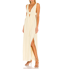 Boho Dress for Women Sexy Deep V Neck Sleeveless Hollow Out Backless Casual Side Slit Maxi Dress