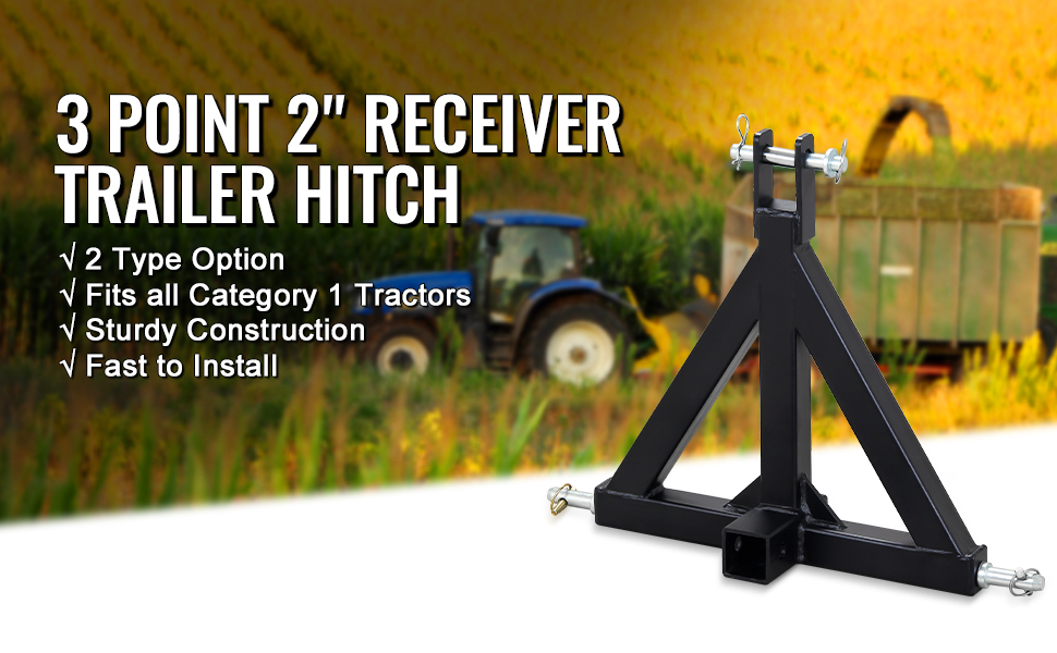 Hasopy Tractor 3 Point Receiver Trailer Hitch, Heavy Duty