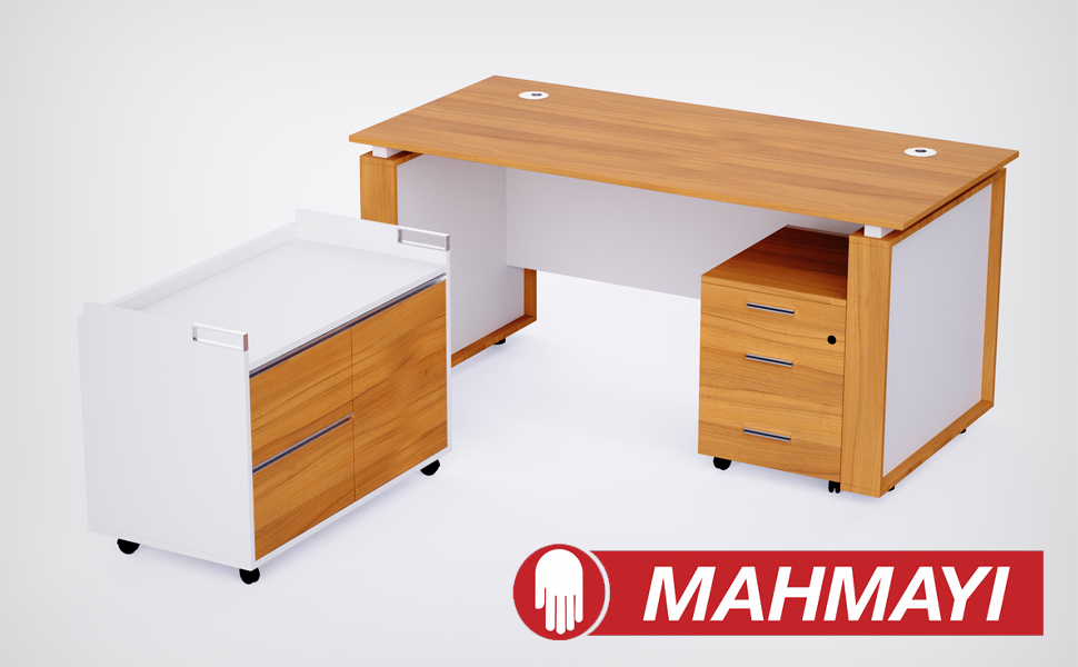 Mahmayi Zelda Melamine M19116 L Shape Modern Desk Side Return Storage