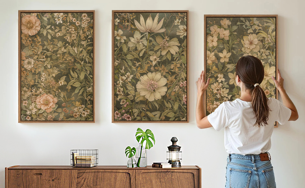 Amazon.com: SIGNINART Vintage Floral Framed Canvas Wall Art