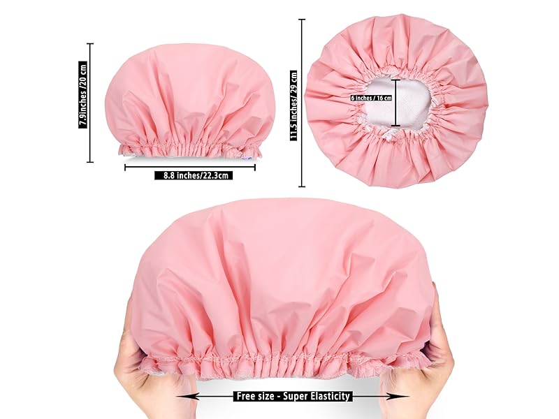 Terry Lined Shower Caps - Pink